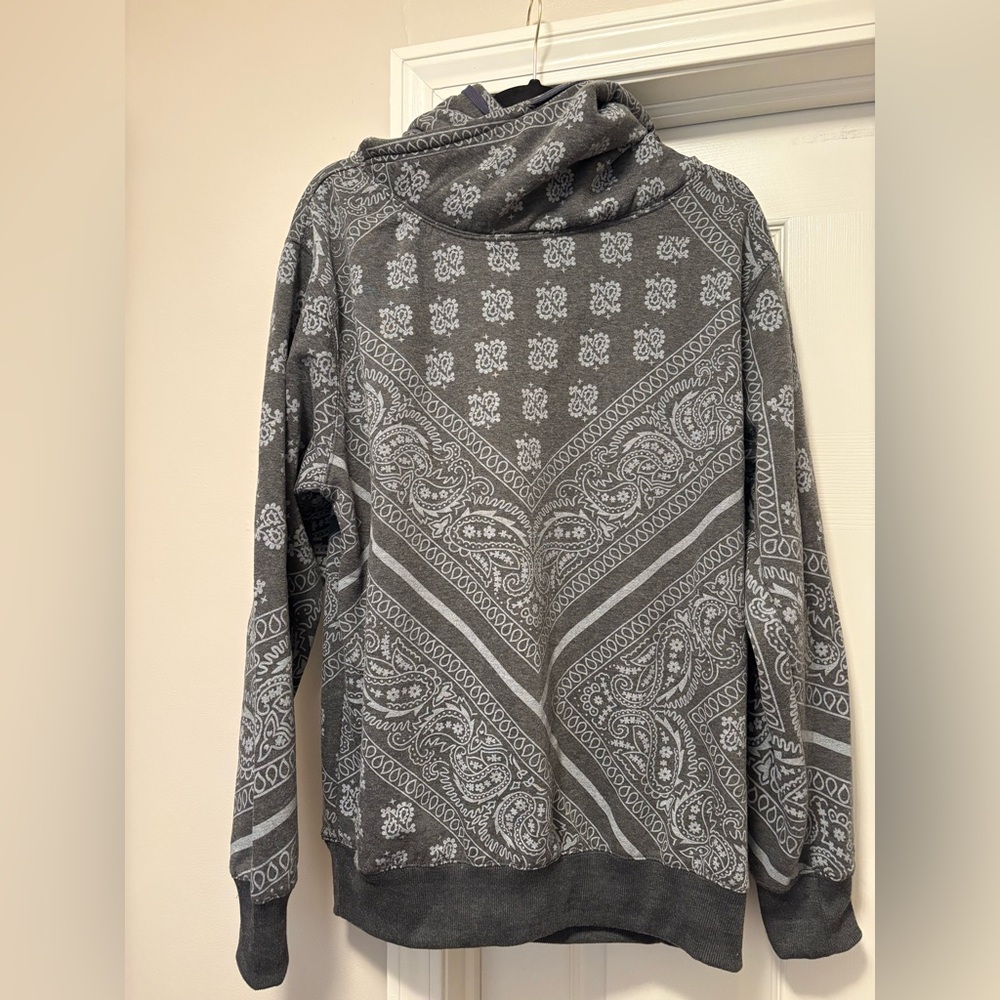 Men's Gray Bandana Patterned Hoodie